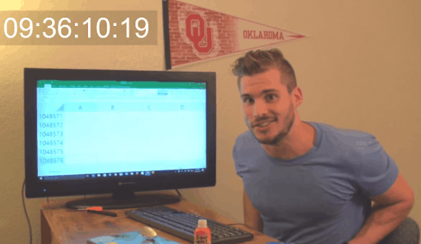 Человек, который дошел до конца таблицы EXCEL