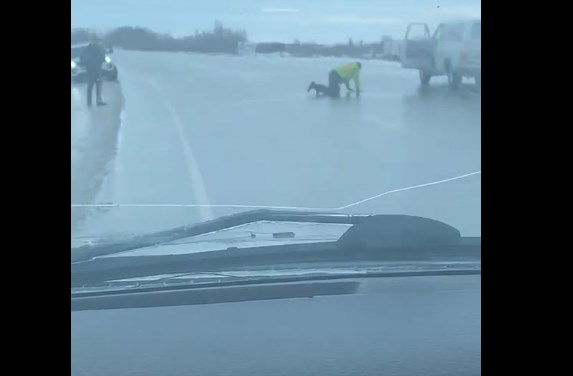 Ледяной дождь в Канаде! Машины в кувете, люди ползают на корточках ?